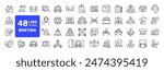Meeting set of web icons in line style. Live webinar icons for web and mobile app. Containing conference, business meeting, classroom, team, interview, conference, work, discussion and more