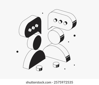 Meeting set of web isometric icons in line style. Live webinar icons for web and mobile app. Containing conference, business meeting, classroom, team, interview, work, discussion vector illustration