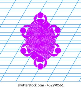 Meeting sign illustration. Violet scribble icon with school paper.