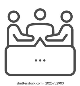 Icono de vector de línea cuadrada de reunión.