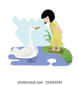 Meeting with a swan