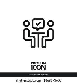 Meeting symbol Vector line icon illustration mobile application. Simple flat modern design style. Black color.