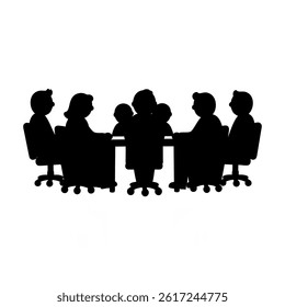 meeting table full of people vector