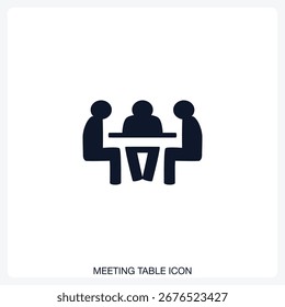 Meeting Table Icon solid vector icon with a bold, minimal design. Suitable for presentations, websites, apps, infographics, and various digital or print projects.