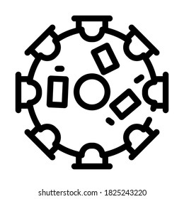 vector de icono de línea de tabla de reunión. signo de la mesa de reunión. símbolo de contorno aislado ilustración negra