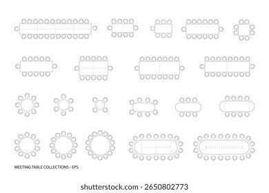 Coleção de Layouts de Mesa de Reunião e de Assentos - Planos de Chão Diversos da Sala de Conferência. Vol. 1