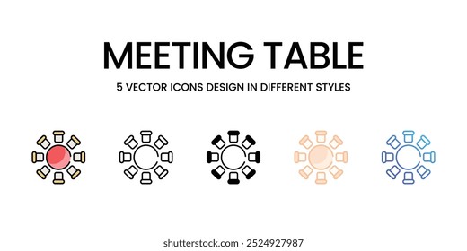 Conjunto de iconos vectoriales de mesa de reuniones listo para usar