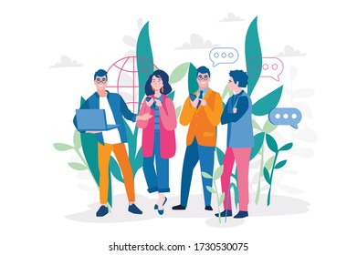 Meeting, team, discussion. Vector illustration 