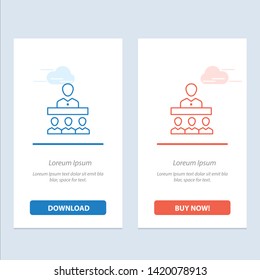 Meeting, Team, Teamwork, Office  Blue and Red Download and Buy Now web Widget Card Template