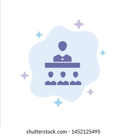Meeting, Team, Teamwork, Office Blue Icon on Abstract Cloud Background