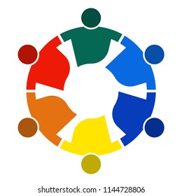 meeting teamwork room people logo.group of six persons in circle 