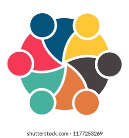 meeting teamwork room people logo.group of six persons in circle 
