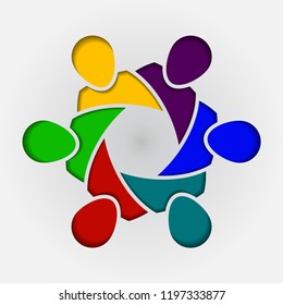 meeting teamwork room people logo.group of six persons in circle 