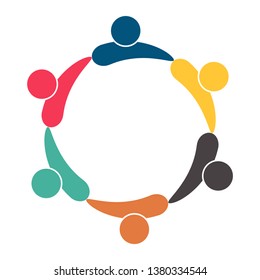 meeting teamwork room people logo.group of six persons in circle,Vector illustration