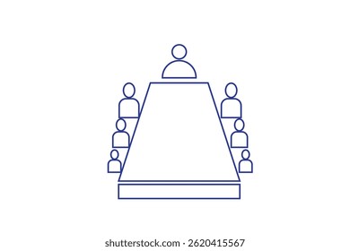 Meeting thin line icon. Discussion, planning and decisions. Interview, seminar, meet, conference, consultation, presentation - stock vector.
