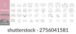 Meeting thin line icons set. Business meeting, seminar, conference, interview icon. Editable stroke. Vector