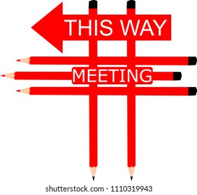 Meeting this way sign to the left