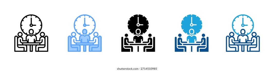 Conjunto de iconos de tiempo de reunión colección de estilos múltiples