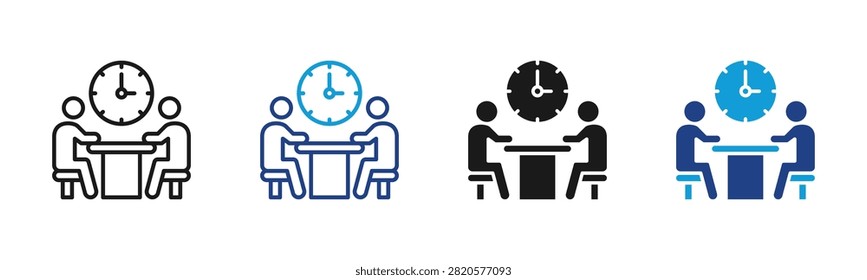 Meeting Time Web icon with multiple style collection