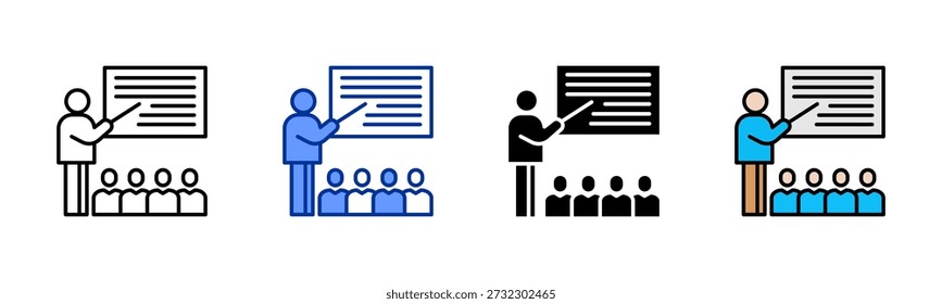 Meeting Training icon set multiple style collection