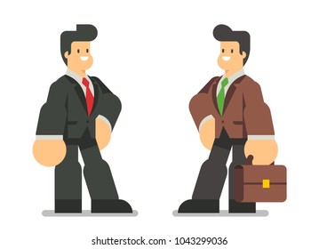 The meeting of two business man. Vector character design flat style.