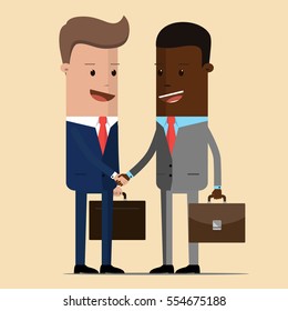 The meeting of two businessmen and business handshake. meeting of the two politicians, diplomats, partners or friends greeting with a handshake