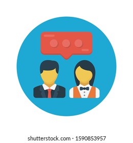 meeting vector flat color line icon 