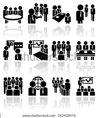 Meeting Vector Icons Set Stock Vector (Royalty Free) 162438476 ...