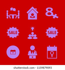 meeting vector icons set. with public speaker, house seller, group idea and talking people in set
