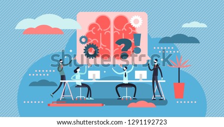 Meeting vector illustration. Flat colleagues group teamwork brainstorming to generate new ideas, concepts or innovative strategy. Professional company management appointment to talk and discuss topics