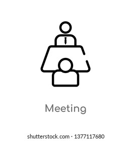meeting vector line icon. Simple element illustration. meeting outline icon from strategy concept. Can be used for web and mobile