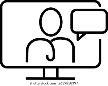 Meeting web icon line style. Conference, team, brainstorm, seminar, interview
