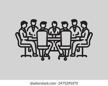 Meeting web icon set in line style. Conference, team, brainstorm, seminar, interview, collection. Vector illustration isolated