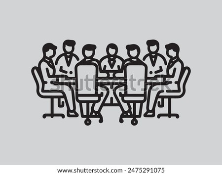 Meeting web icon set in line style. Conference, team, brainstorm, seminar, interview, collection. Vector illustration isolated
