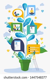 Meeting website. Communicating through the social networks of the Internet, the concept of communication, discussion of business ideas, news, dating. Colorful Vector Illustration