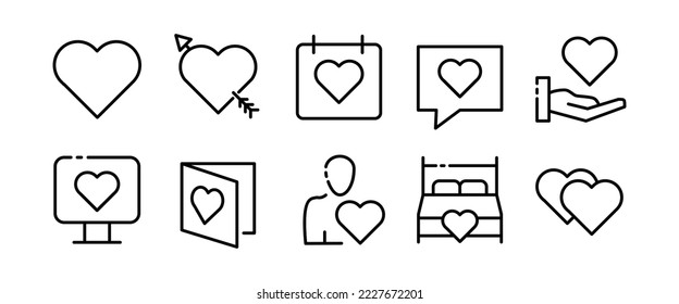 Meeting website set icon. Like, heart, sympathy, relationship, wedding, anniversary, care, couple, love view Valentines day concept. Vector black set icon on a white background for Business