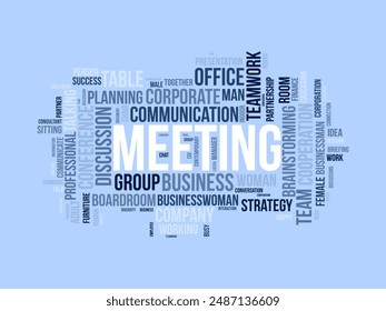 Meeting wordcloud template. Business concept vector background.