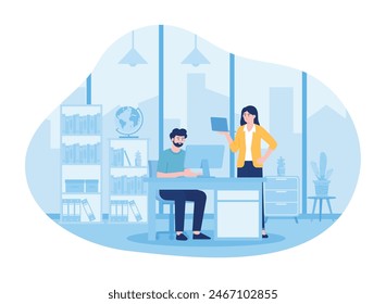  meeting in workspace trending concept flat illustration