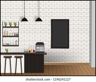 Meetings in coffee shops, co working interior vector illustration