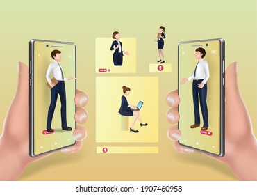 meetings work through video chat programs for business concept design,vector people character 