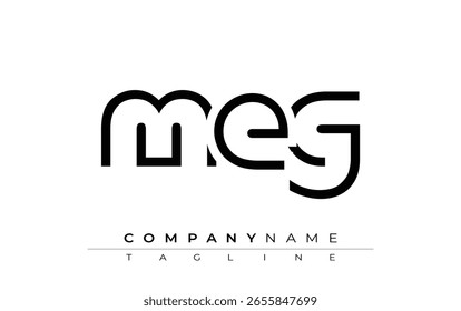 Diseño de carta abstracta MEG. Diseño moderno del logotipo del negocio con tipografía Abstractas y estilo contemporáneo