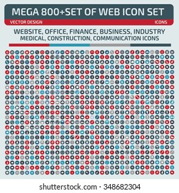 Mega 800+ Set Of Web Icon Set,Website, Office, Finance, Business, Industry, Medical, Construction, Communication Icon set,Clean vector
