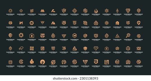 Mega abstract golden logo collection