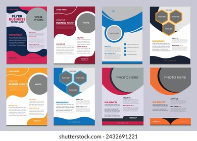 Mega rapport annuel brochure prospectus modèle de création de prospectus image vectorielle, 
Brochure, couverture, présentation, arrière-plan abstrait à plat, mise en page en format A4