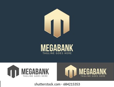 Mega Bank Logo Design Vector Template 
