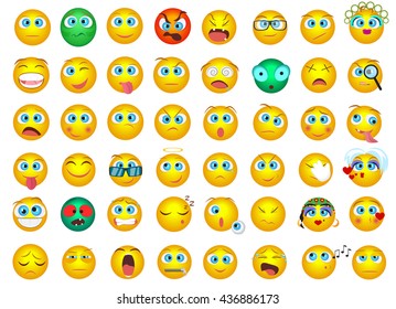 Mega Big Collection Set Emoji Face Stock Vector (Royalty Free ...