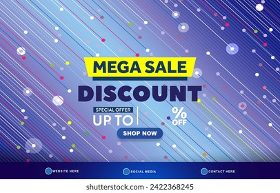 mega big sale discount template banner with copy space for product sale with abstract gradient colorful background design 6