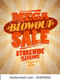 Mega blowout sale design in retro style. Eps10