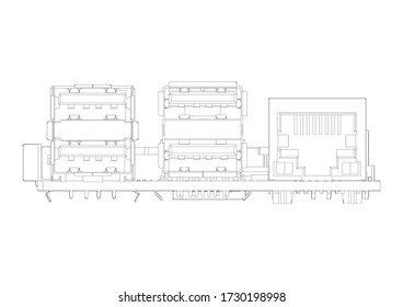 Mega Board with a microprocessor, interfaces, LEDs, connectors, and other electronic components, to form the basic of smart home, robotic, and many other projects