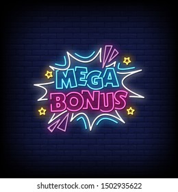 Mega Bonus neon signs style text vector